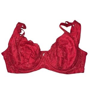 Vintage Y2K Frederick’s Of Hollywood Red Lace‎ Semi Sheer Bra Size 36D